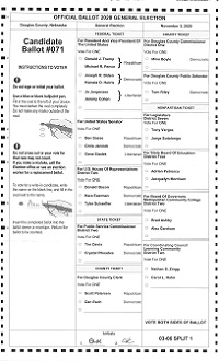  Douglas County Election Commission Early Voting Ballot 1 of 3 Candidates 