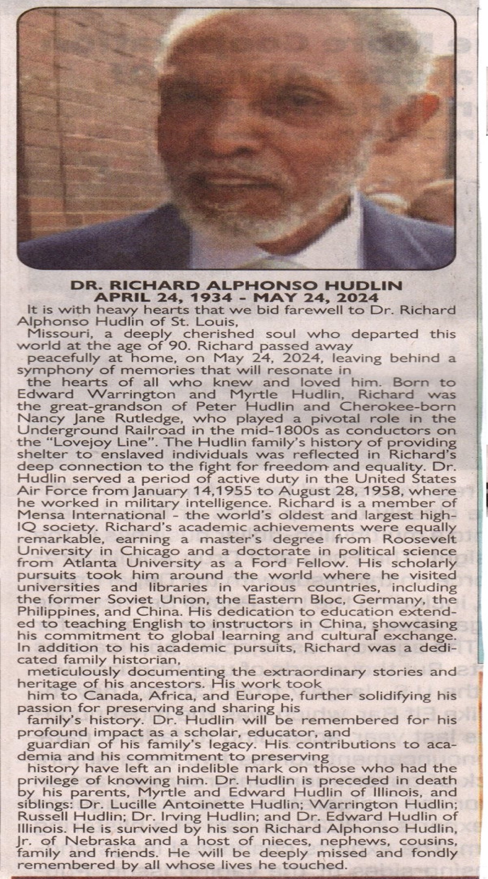  Richard Alphonso Hudlin Sr East St Louis Monitor Obituary 