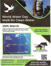  World Water Day Walk for Clean Water 2023-03-25 Sat 10:00am to 11:30am Crossroads to Memorial Park 